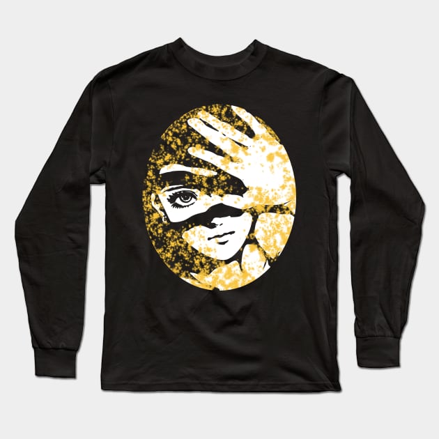 Punk Fashion Style Oval Gold Glowing Girl Long Sleeve T-Shirt by Punk Fashion